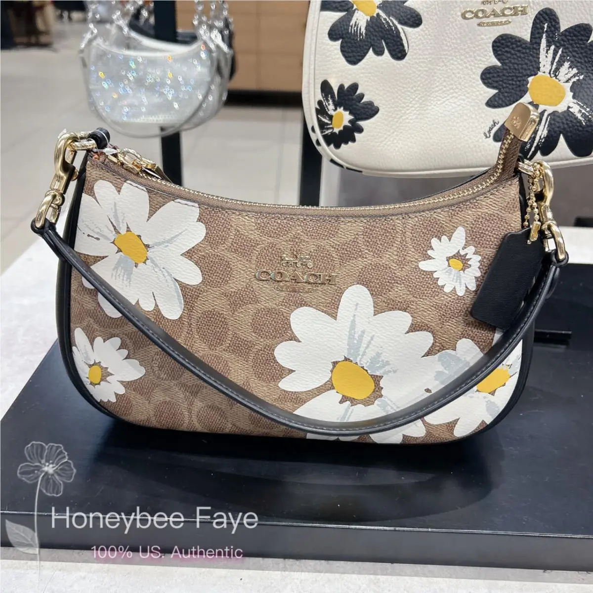 Coach Teri Shoulder Bag with Floral/stickers/blueberry Print