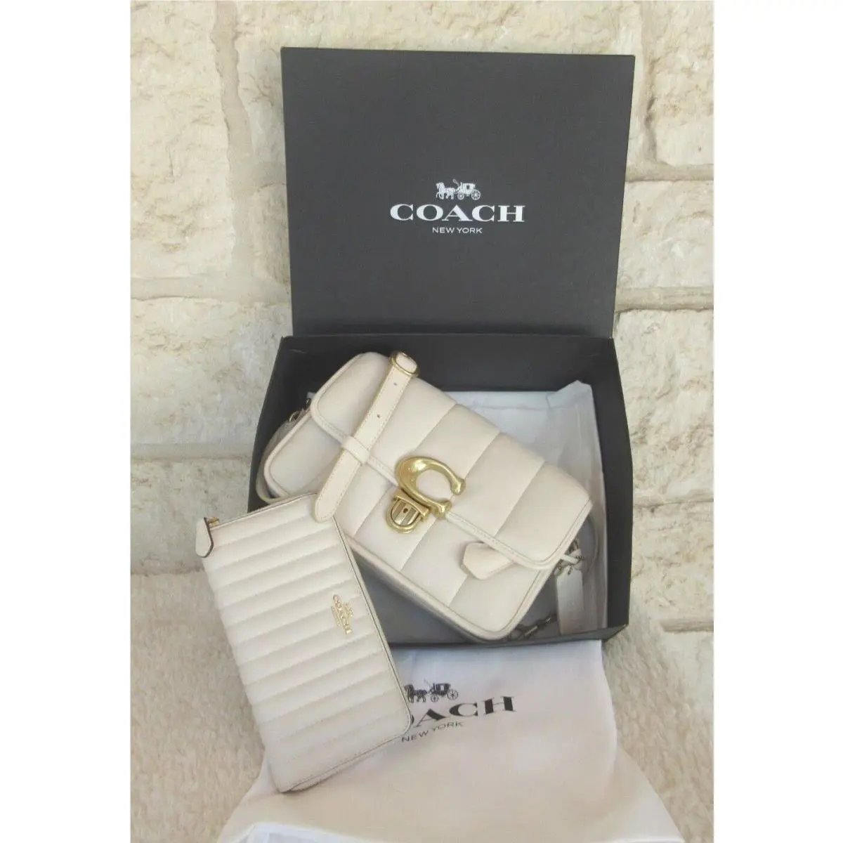 Studio Chalk Quilted Leather Shoulder Bag Wallet or Purse Set Choices Wallet and Purse SET 2-PIECE quilted Studio chalk by Coach