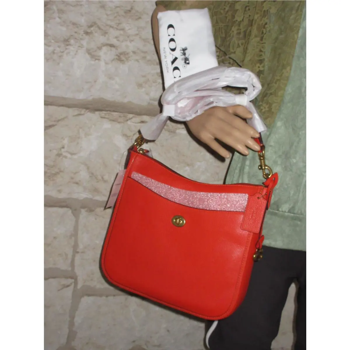 Crossbody Sun Orange or Red Orange Bag Wallet Bandit SM Cardcase Choices  Chaise Crossbody Red Orange Leather bag by Coach