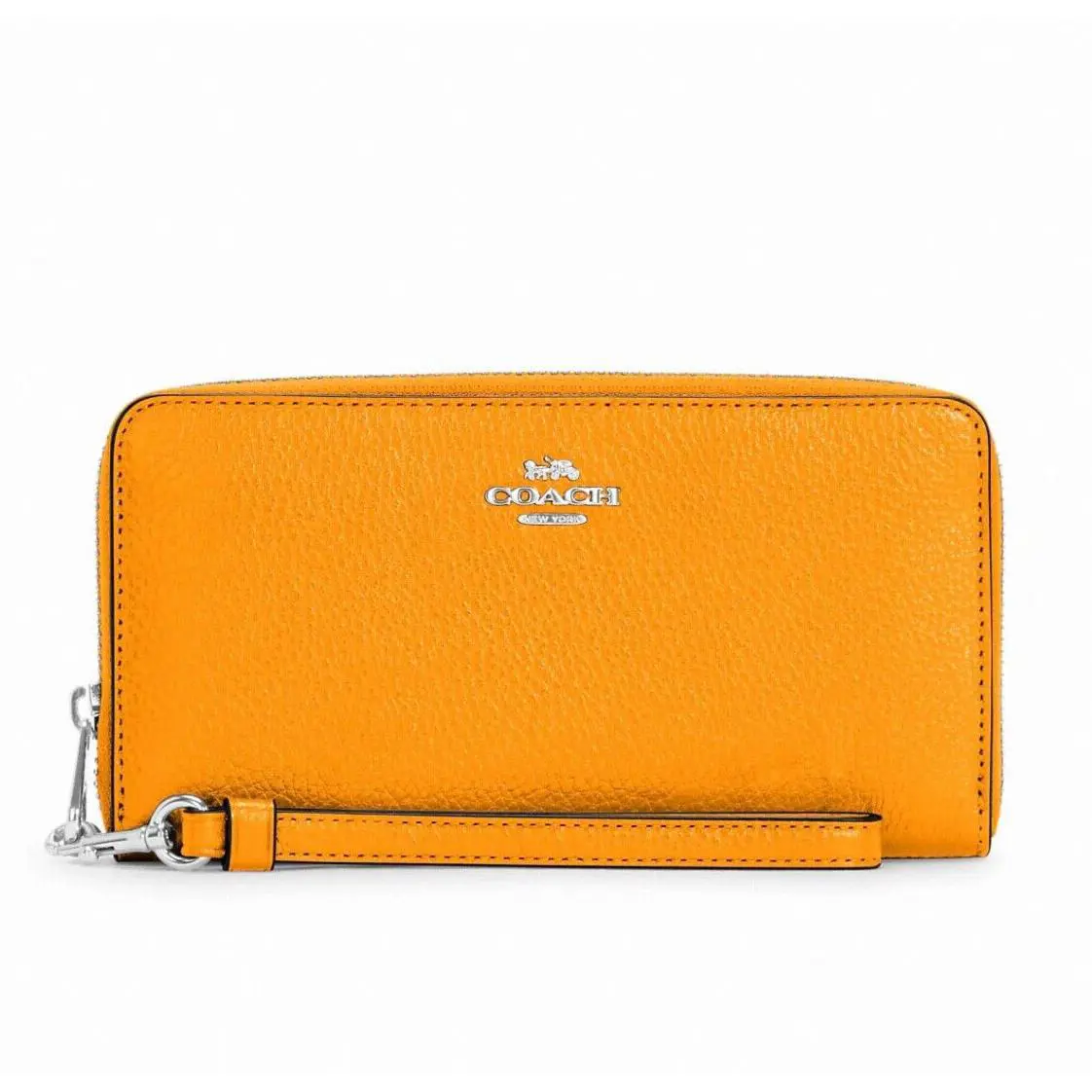 Long Zip Around Wallet Continental Wallet Pebble Leather - Papaya - C4451 by Coach