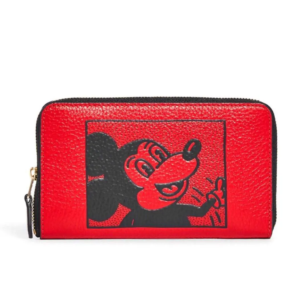 Women`s Medium ID Zip Wallet Mickey Mouse - Electric Red - C6909 by Coach