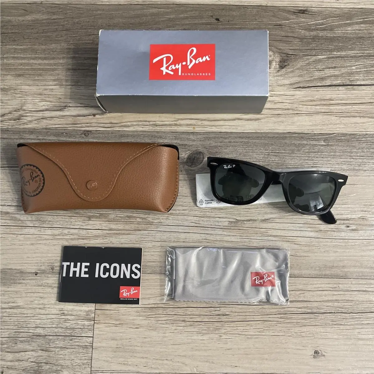 Ray-ban 2140 Wayfarer Classic Tortoise Green Polarized Lenses Icon