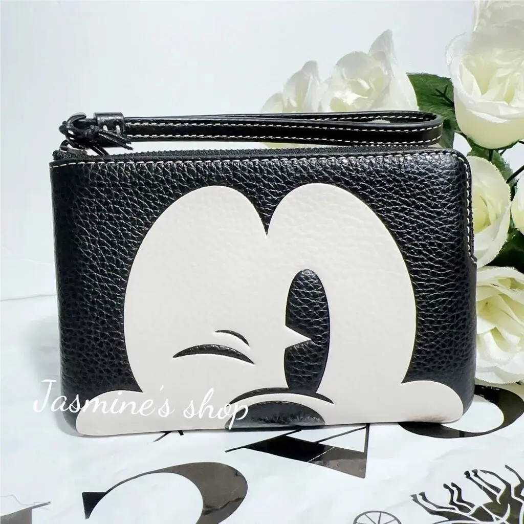 Disney X Coach Corner Zip Wristlet with Wink Mickey Mouse /holiday/ice Skate