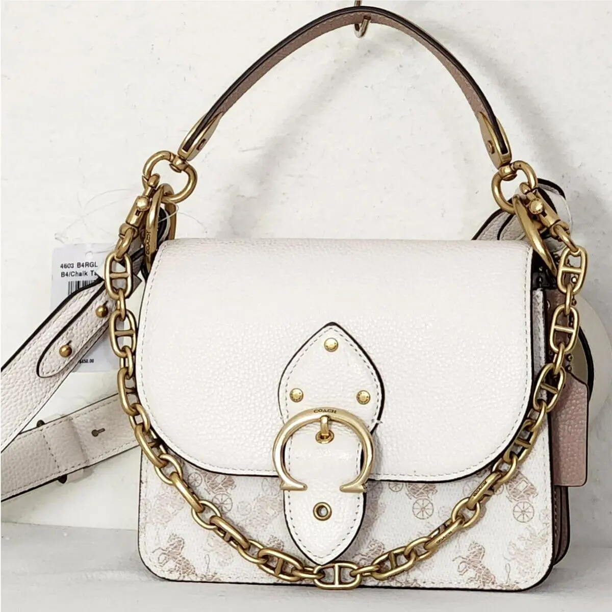 Coach Beat Shoulder Bag 18 Horse Carriage Chalk Taupe Gold Crossbody