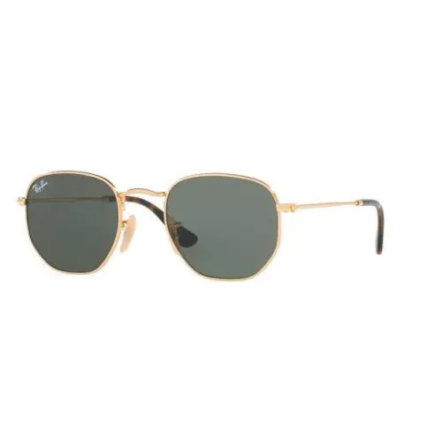 Ray Ban RB3548N 001 51mm Hexagonal Flat Sunglasses Gold Frame G-15 Lenses - Frame: Gold, Lens: Green
