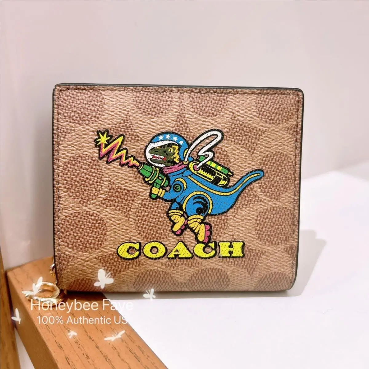 Coach Cosmic Coach Snap Wallet In Signature Canvas with Rexy Print