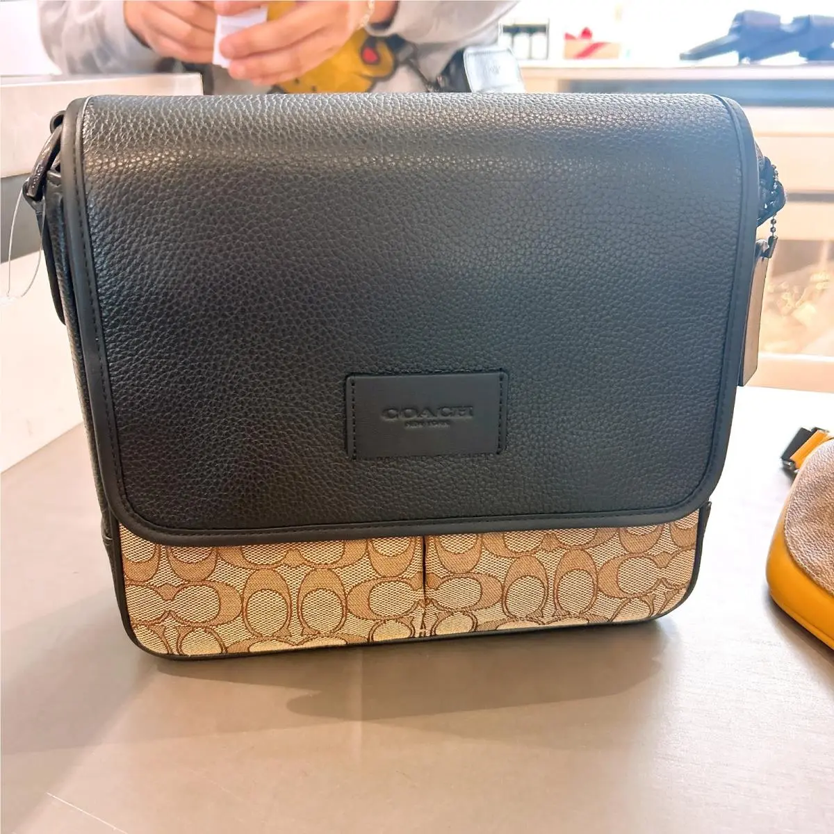 Men`s Sprint Map Bag 25 In Signature Jacquard CE534/CBI14 CE534 Qb/Tan/Black by Coach