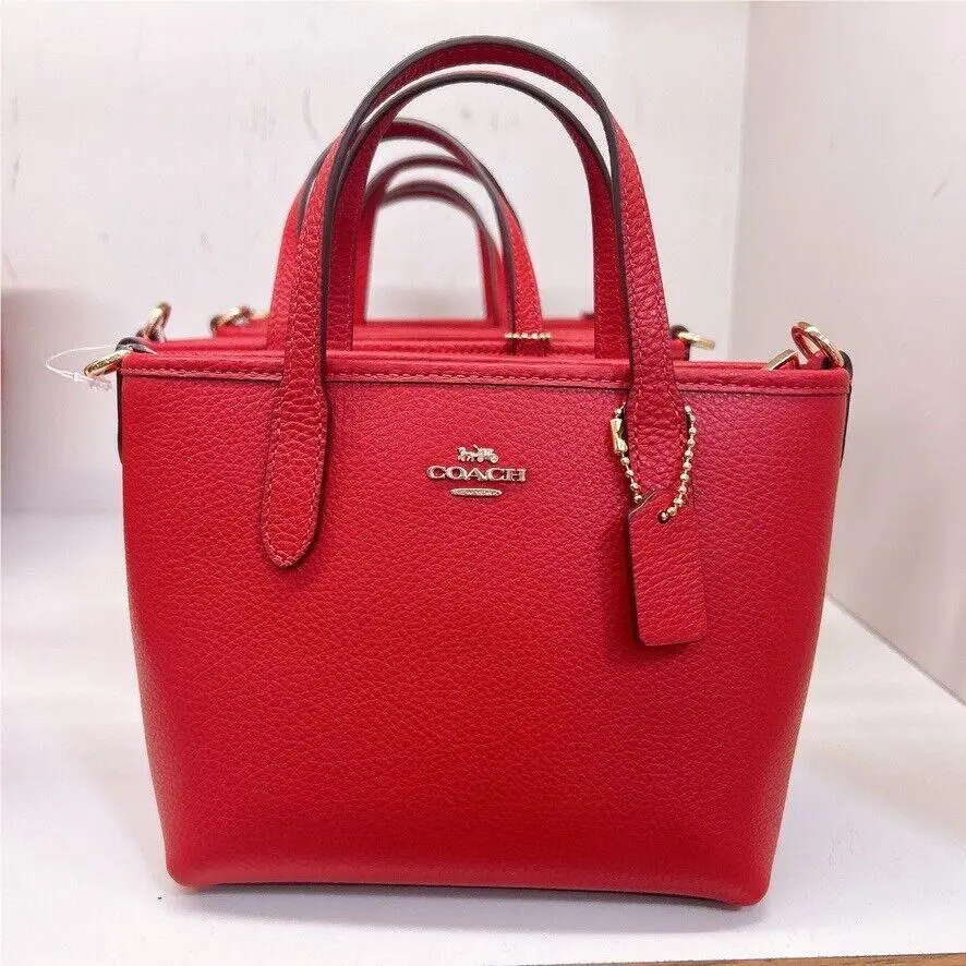 City Mini Tote Bag in Camo/ Cherry Print CW033/CW034/CW031 CW031 Gold/Bold Red by Coach
