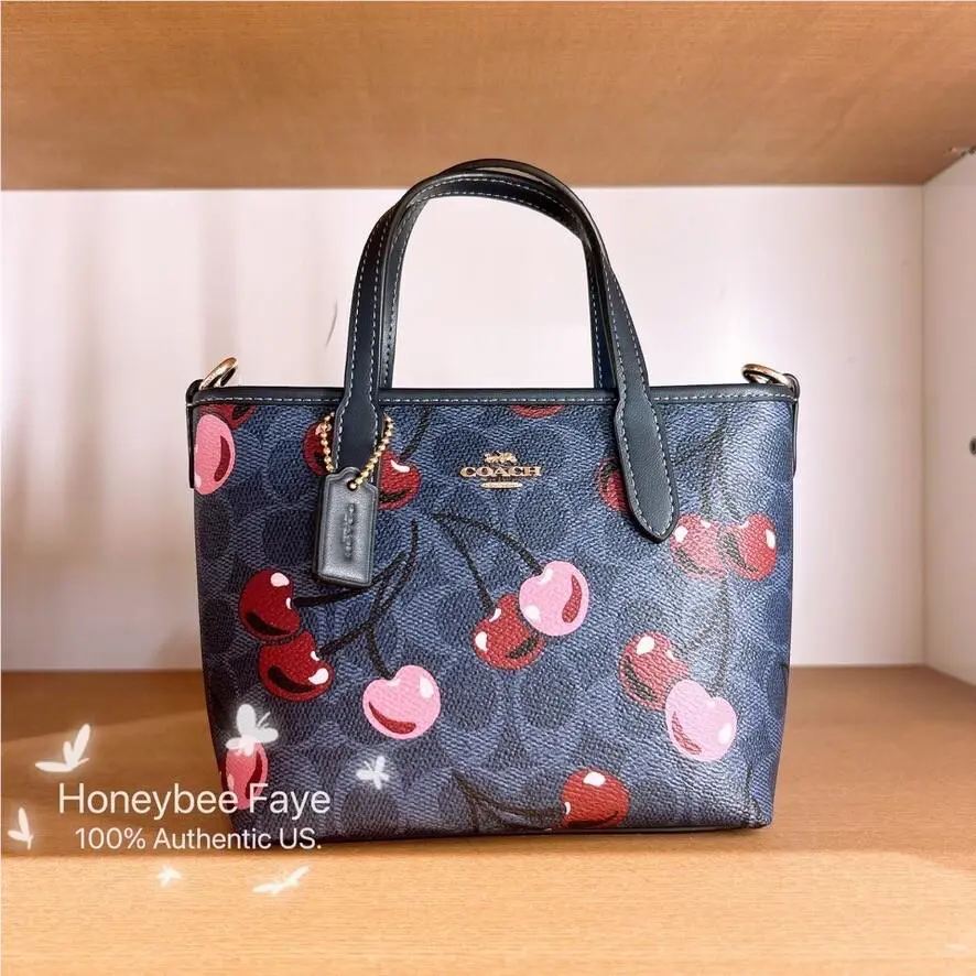 City Mini Tote Bag in Camo/ Cherry Print CW033/CW034/CW031 CY737 Gold/Denim Multi by Coach