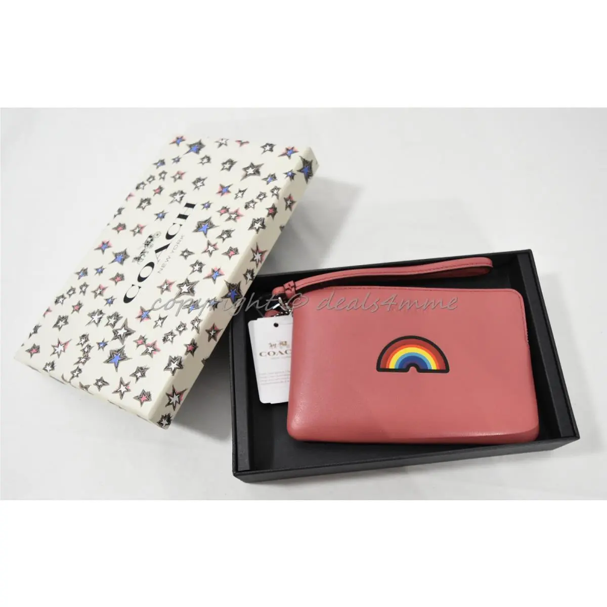 58365B Bee or Rainbow Embossed Small Wristlet in Cornflower / Peony Rainbow Embossed by Coach