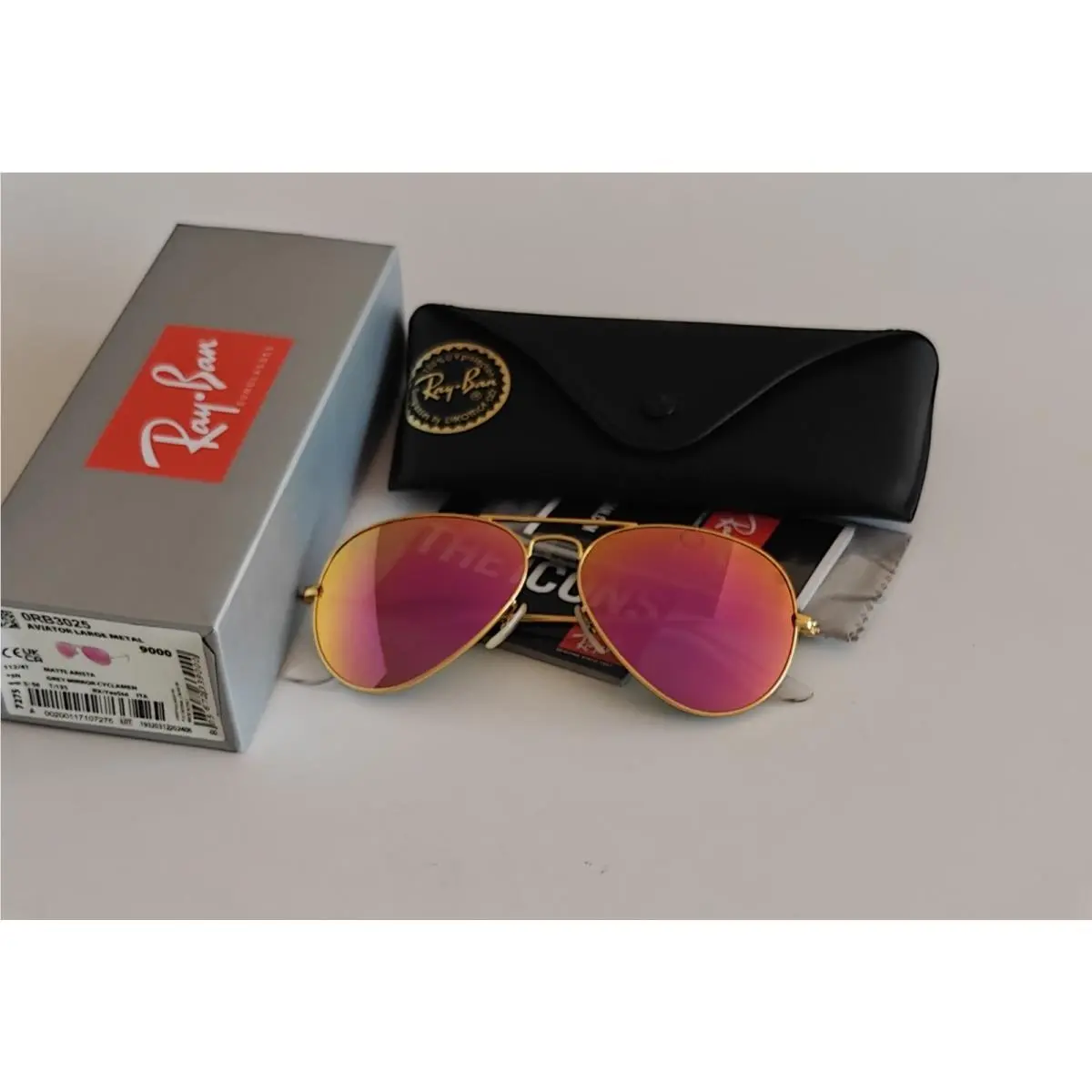 Ray Ban RB3025 112 /4T Matt Gold 58 mm Unisex Sunglasses Cyclamen Pink Mirror