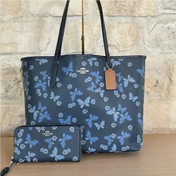 Coach Butterfly City Shoulder Women`s Tote Leather/ Canvas Wallet Option