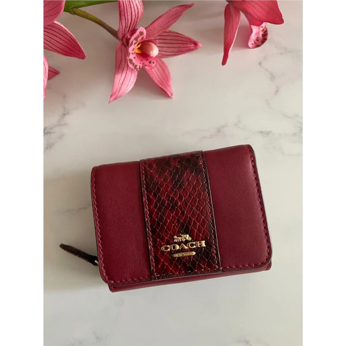 BN  Small Trifold Wallet Pick One C6026 Cherry multi strap by Coach