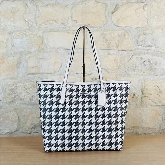 Houndstooth Print Reversible Tote Handbag/wallet/ Wristlet Options Handbag by Coach