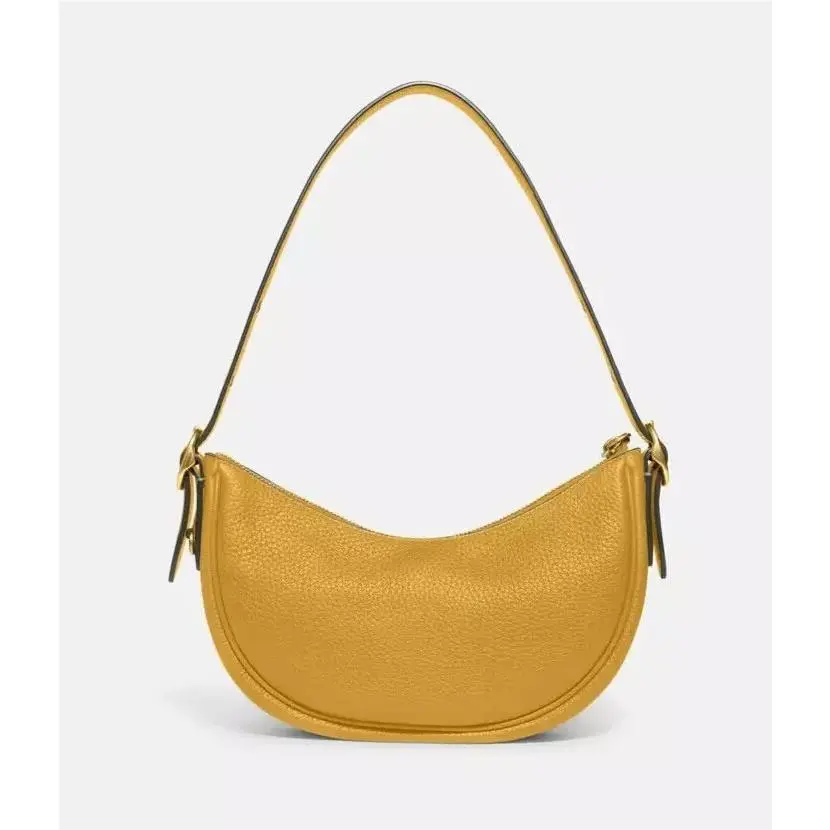 Coach Soft Pebble Leather Luna Shoulder Bag Medium Yellow Gold