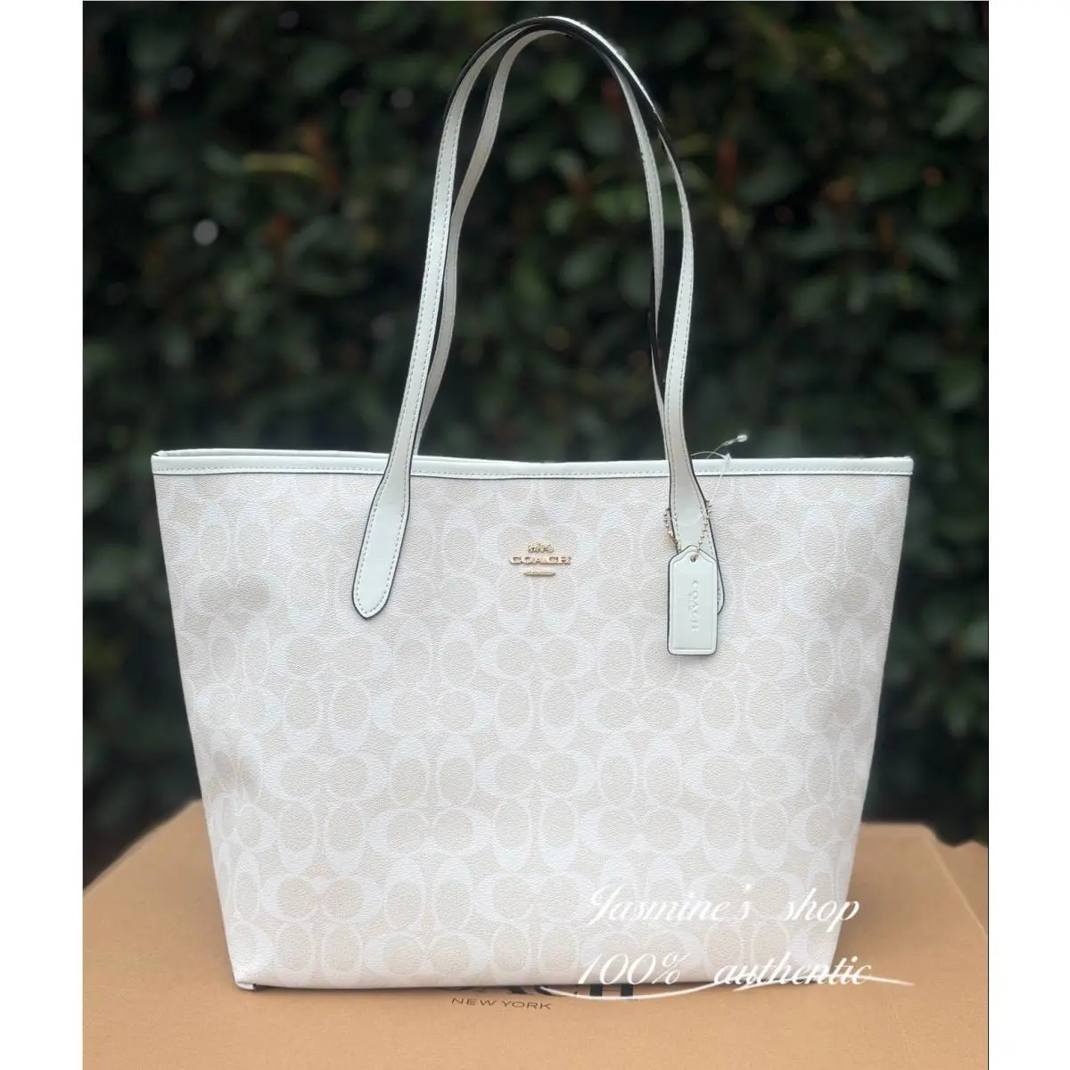 City Tote In Signature Canvas 5696 Value 5696/chalk /glacier white by Coach