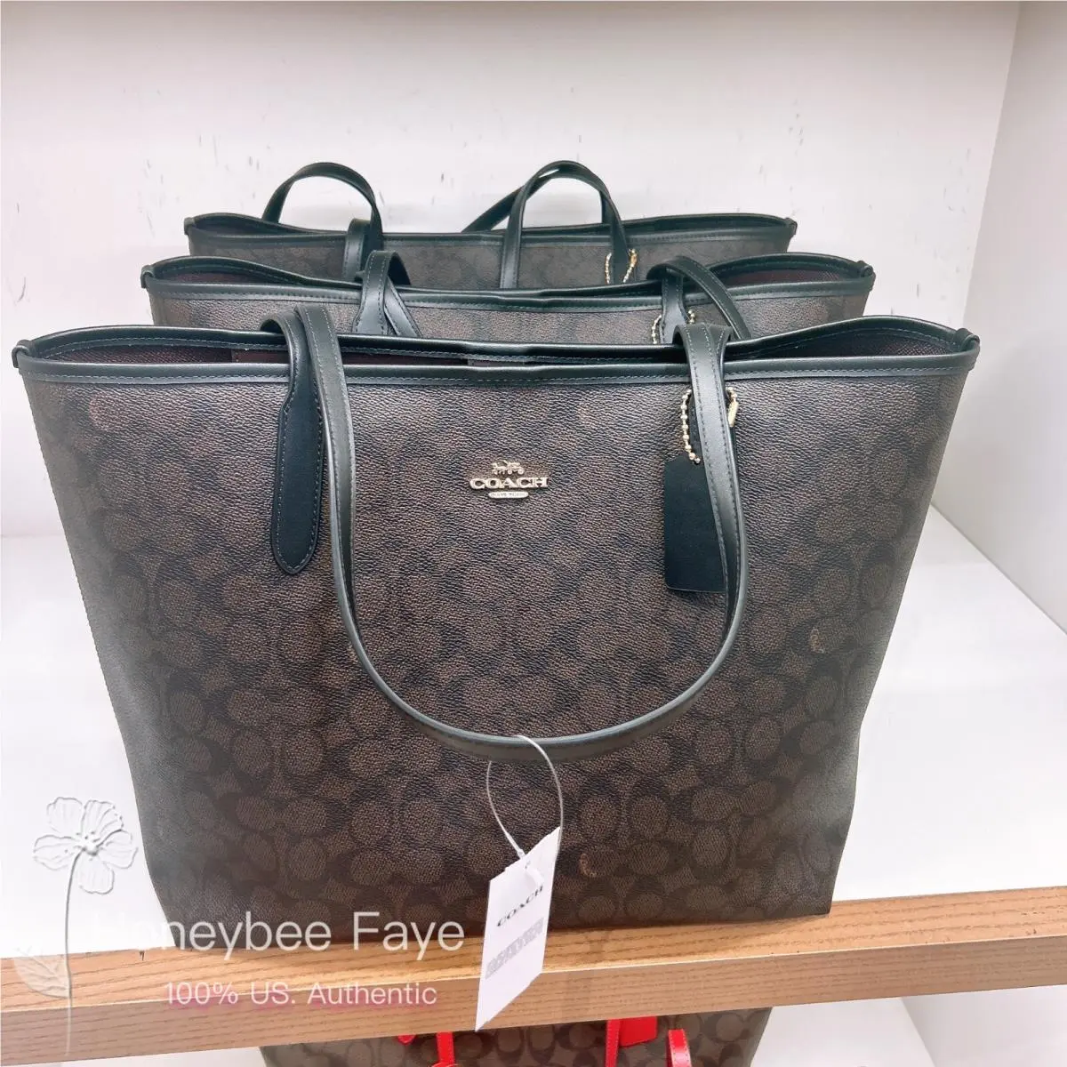 Classic City Tote In Signature Canvas 5696/CV976 CV976 Gold/Walnut/Black by Coach