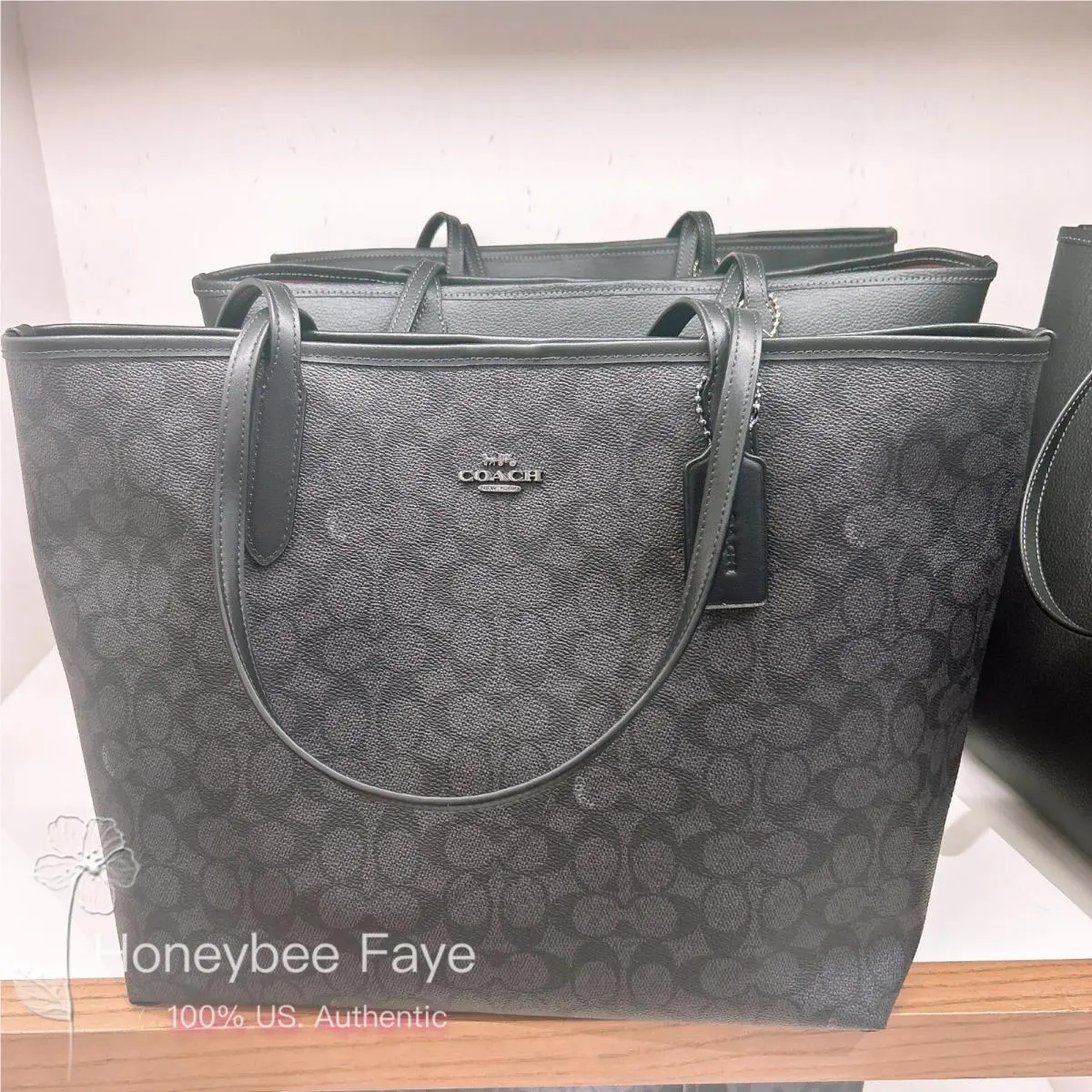 Classic City Tote In Signature Canvas 5696/CV976 CV976 Gunmetal/Charcoal/Black by Coach