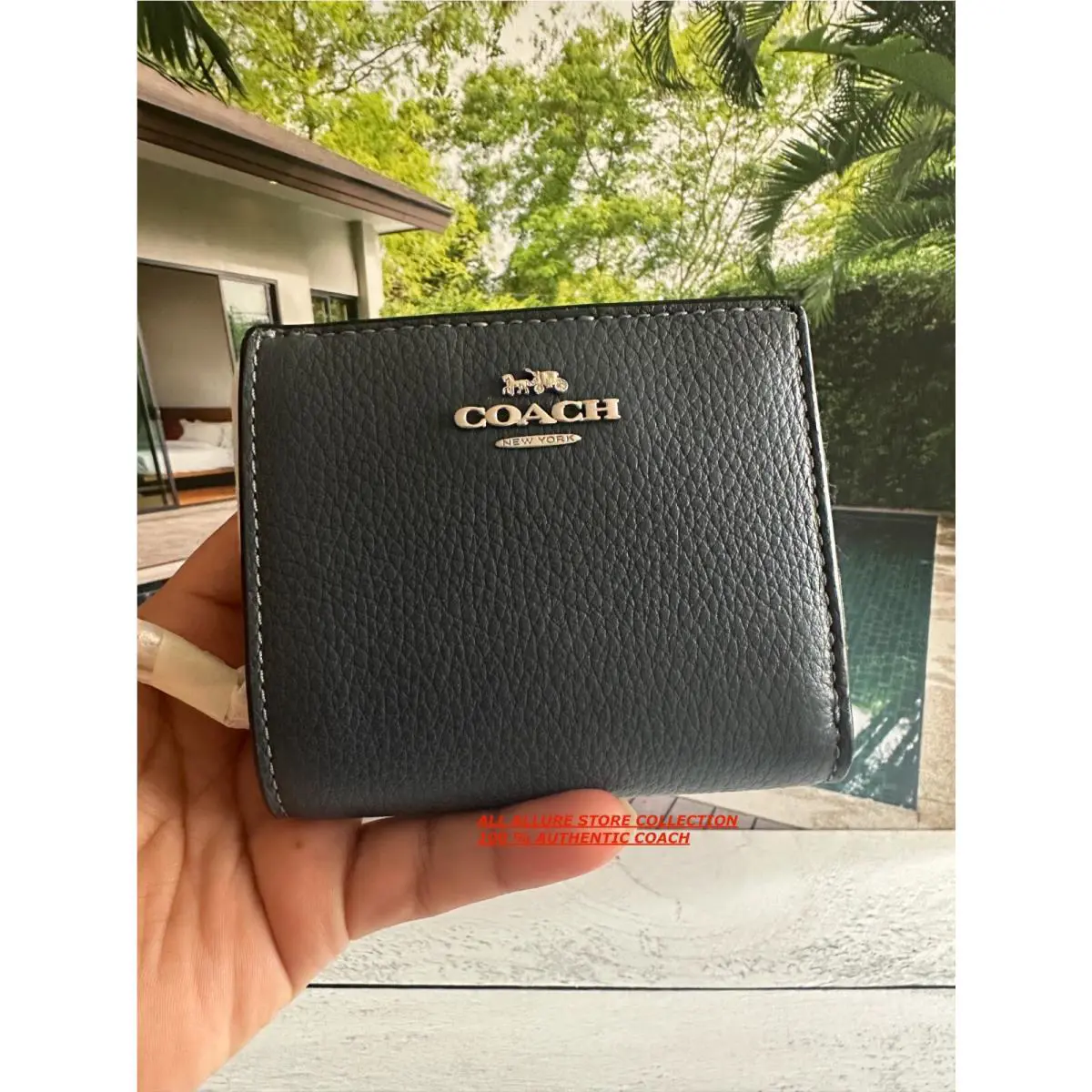 BN  Snap Wallet Credit Card ID Pick One pebbled leather/Silver/Denim C2862 by Coach