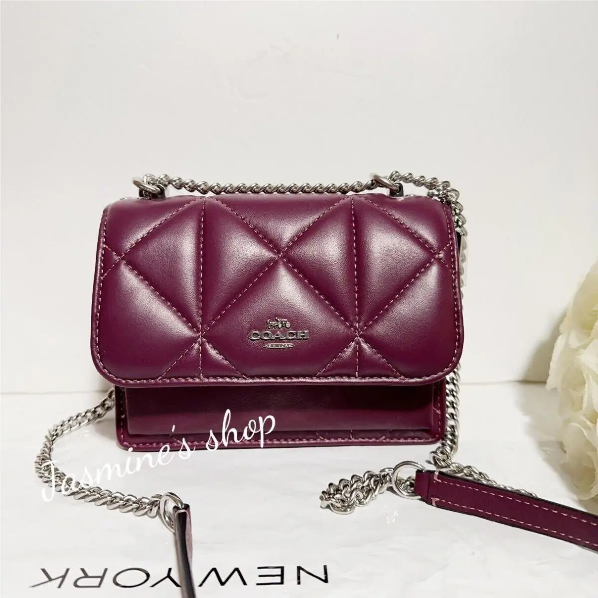Mini Klare Crossbody In Signature Canvas with Heart/floral Print CJ526/deep berry by Coach