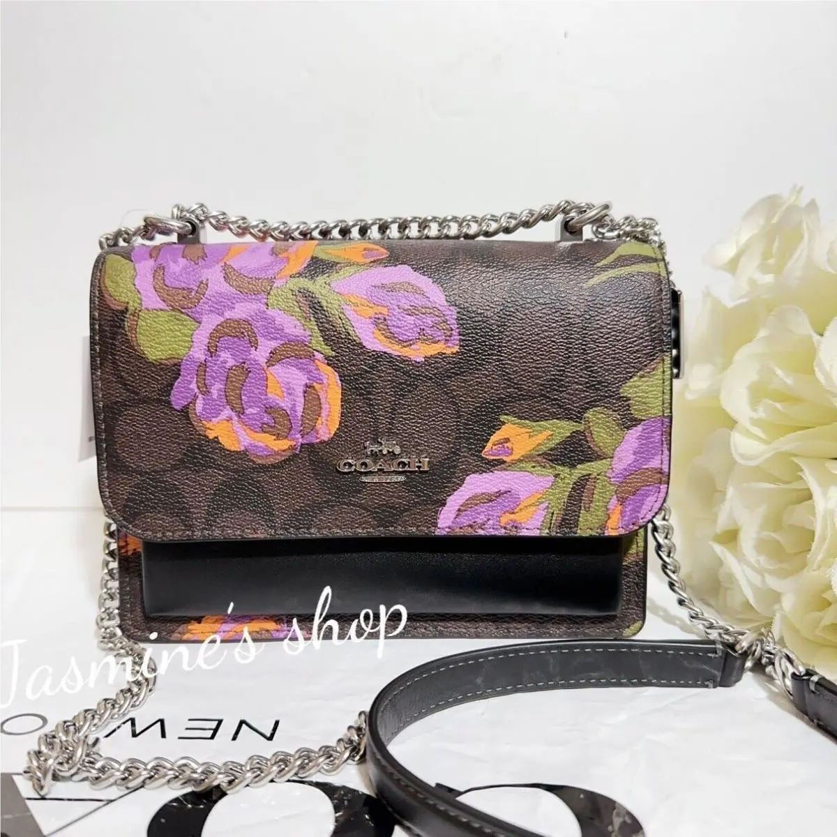Mini Klare Crossbody In Signature Canvas with Heart/floral Print CL460/ rose print by Coach