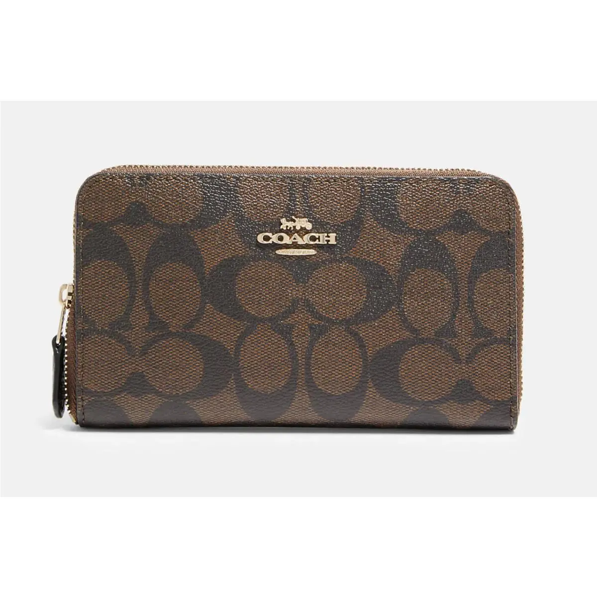 Medium Id Zip Wallet Gold/Brown Black by Coach