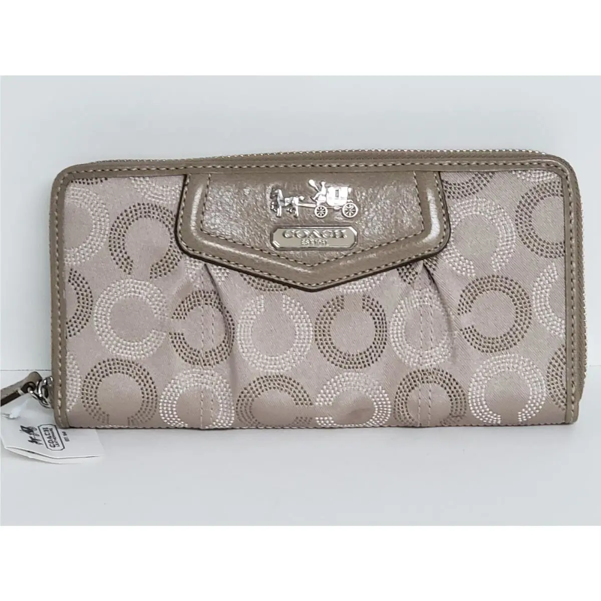 Coach Madison Khaki Dotted Signature Accordion/checkbook Wallet 44435 44365