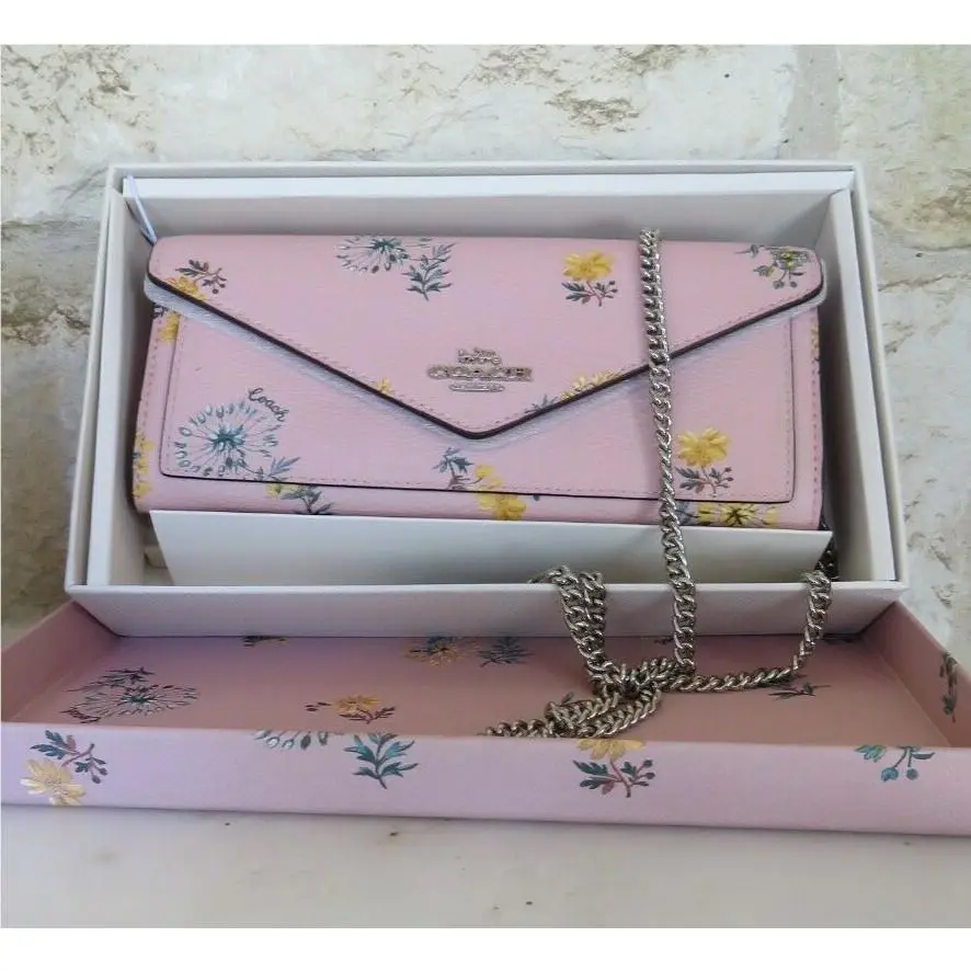 Coach  bag  - Tilly Top Dandelion Chain Crossbody Tri-fold - Pink, Manufacturer: Silver Blossom Multi, Lining: Pink