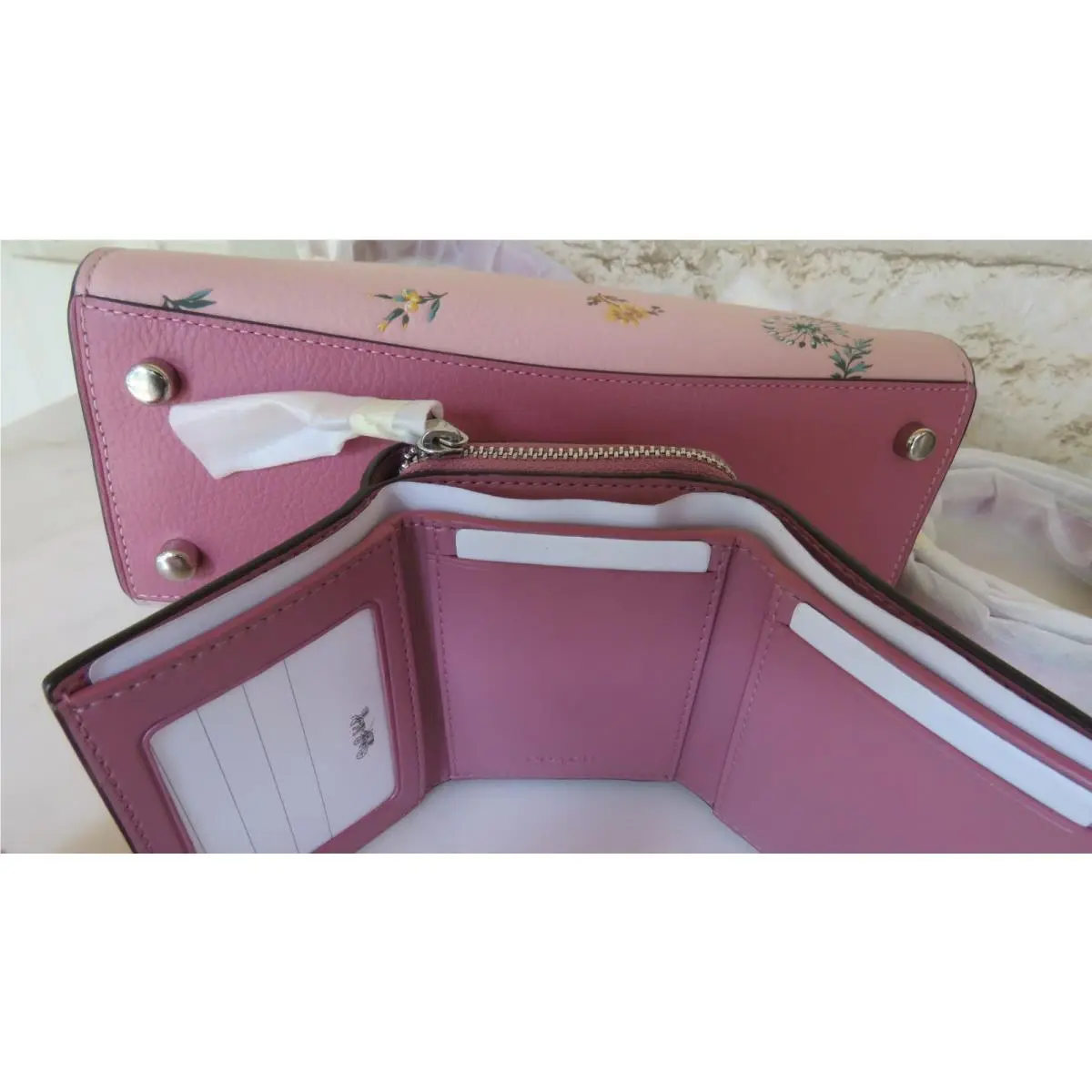 Coach  bag  - Tilly Top Dandelion Chain Crossbody Tri-fold - Pink, Manufacturer: Silver Blossom Multi, Lining: Pink
