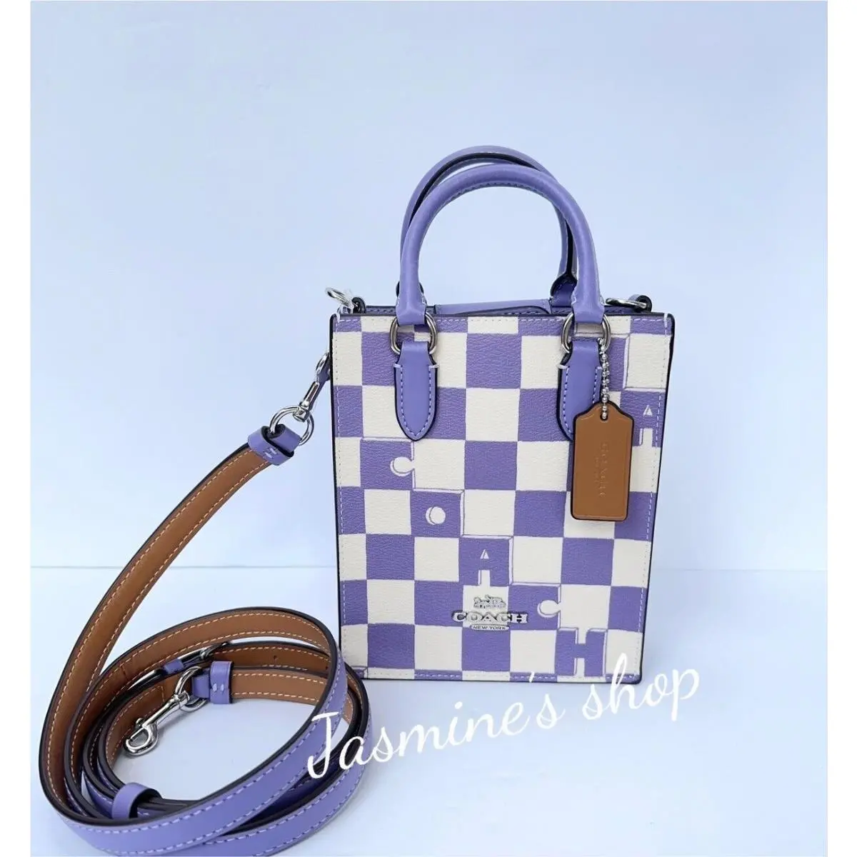 Coach CR180 North South Mini Tote with Checkerboard Print
