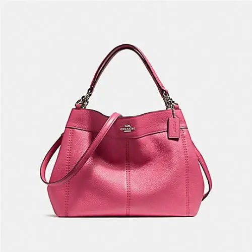 Pebble Leather Signature Lexi Chain Shoulder Bag Magenta by Coach