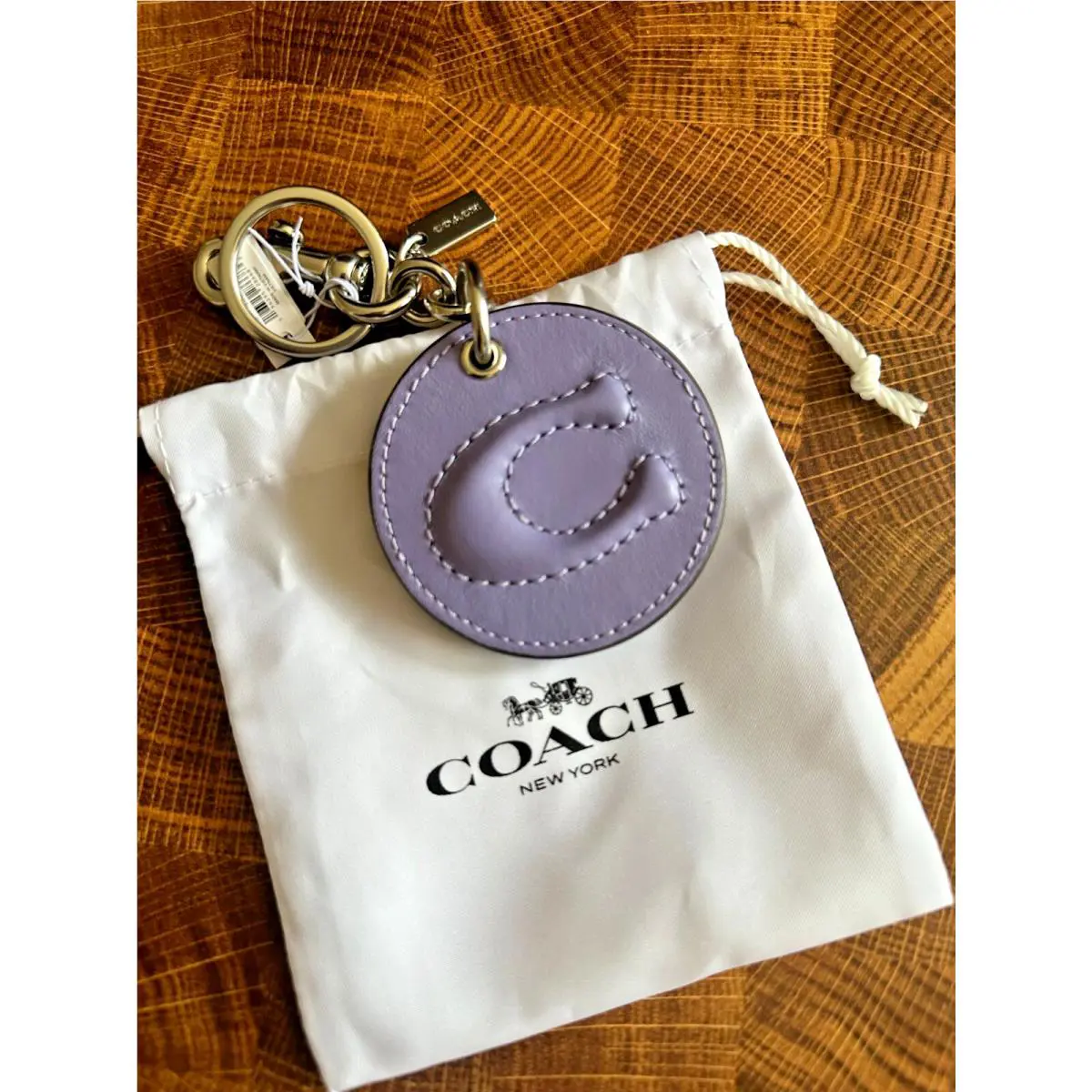 Mirror Bag Charm with Signature Logo Leather CS060 Pick One BN SILVER/LIGHT VIOLET by Coach