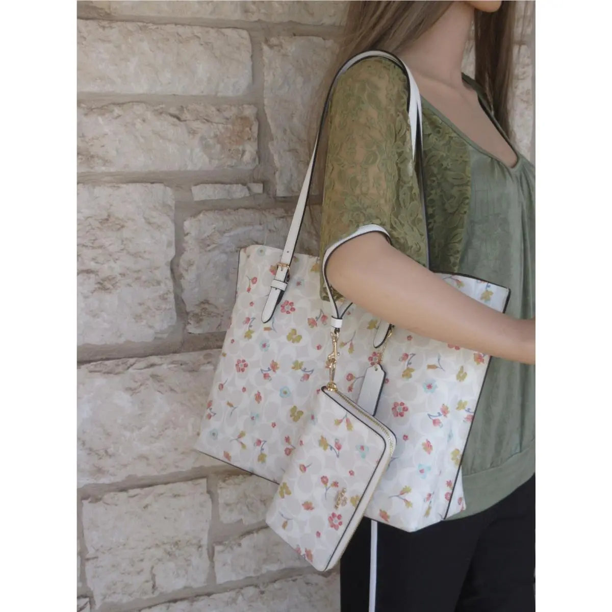 Signature Mystical Floral Chalk Options: Tote Wallet Satchel Set S 2pc. Mollie Tote + Large Wallet/Wristlet SET by Coach