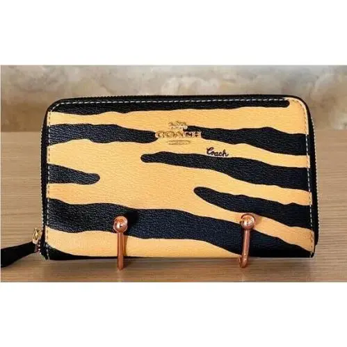 Tiger Print City Shoulder Women`s Tote Leather/ Canvas Wallet Option Wallet by Coach