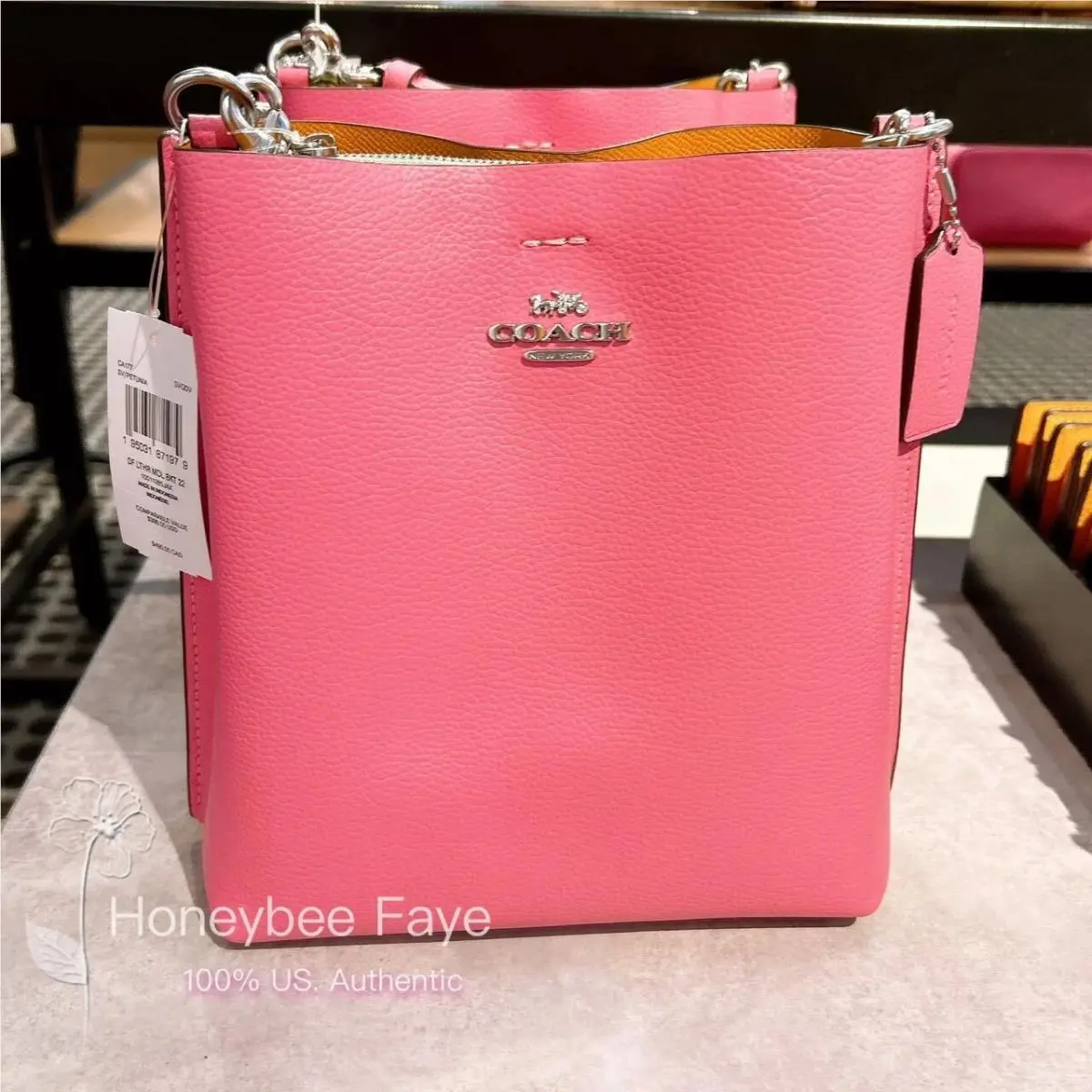 Mollie 22 Bucket Bag In Signature Canvas CA582/CA177 Very Popular CA177 Silver/Petunia by Coach
