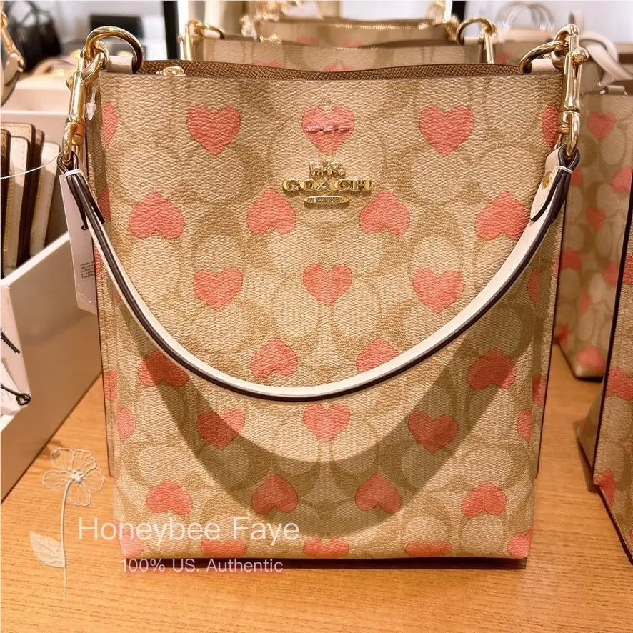 Mollie 22 Bucket Bag In Signature Canvas CA582/CA177 Very Popular CP056 Gold/Light Khaki Chalk Multi by Coach