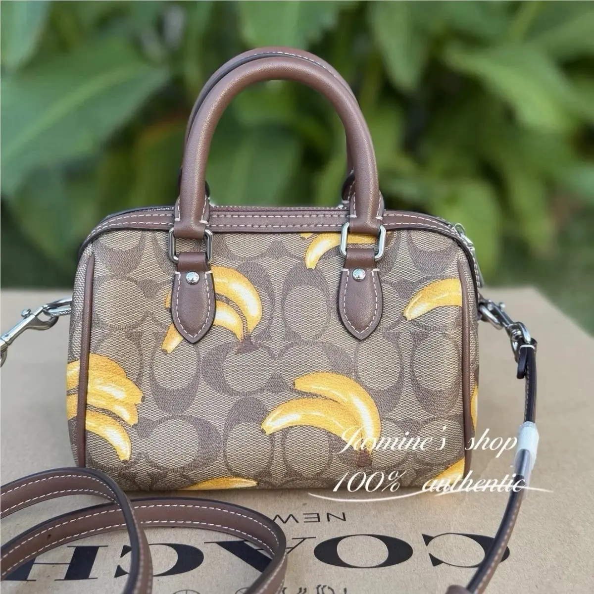 Coach Mini Rowan Crossbody In Signature with Banana Print CR246