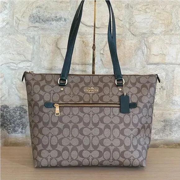 Coach Gallery Signature Tote Handbag Wallet Options Rare Green