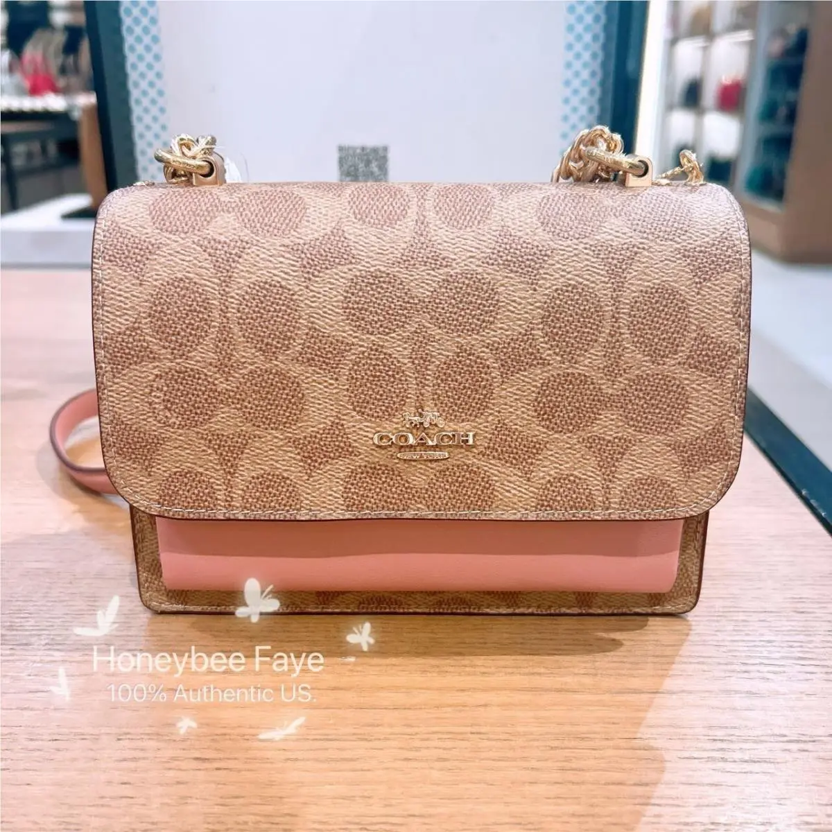 Coach Mini Klare Crossbody Bag In Signature Canvas CW206 Tan/pink Petal