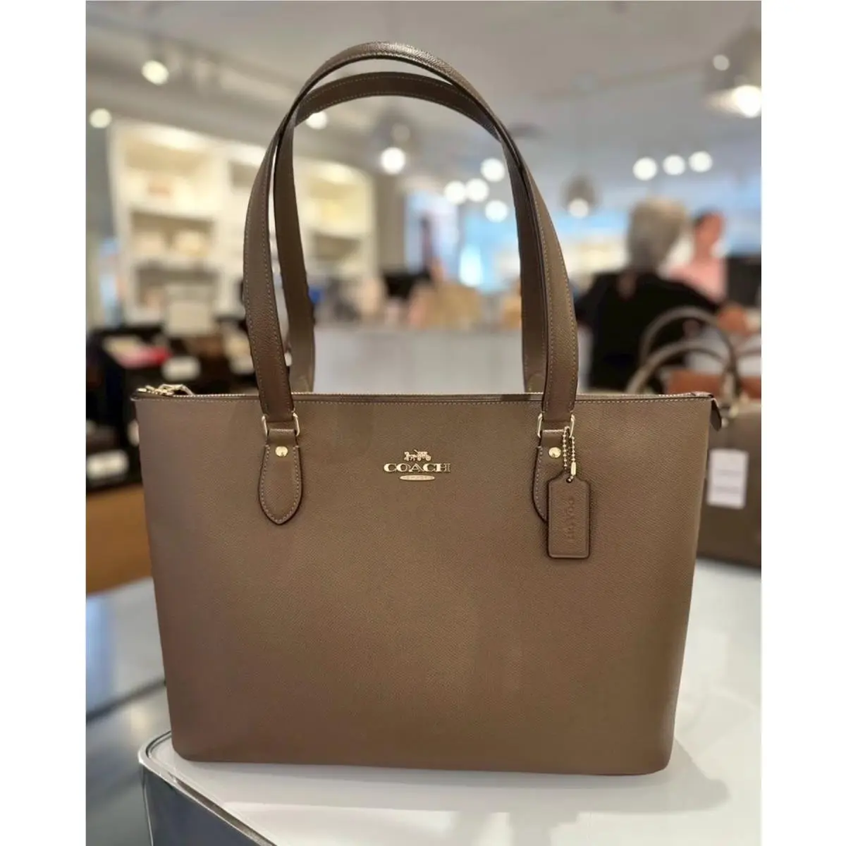 Gallery Tote Bag In Signature Canvas CW381/CV402 CV402 Gold/Dark Stone by Coach