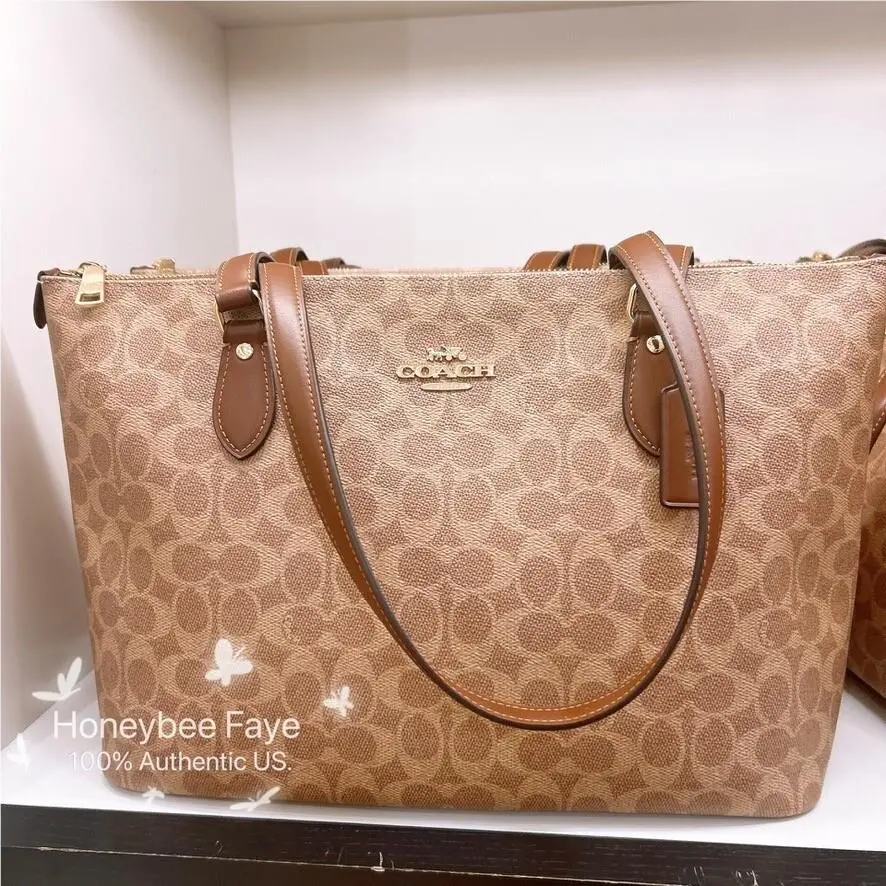 Gallery Tote Bag In Signature Canvas CW381/CV402 CW381 Gold/Tan/Brown by Coach
