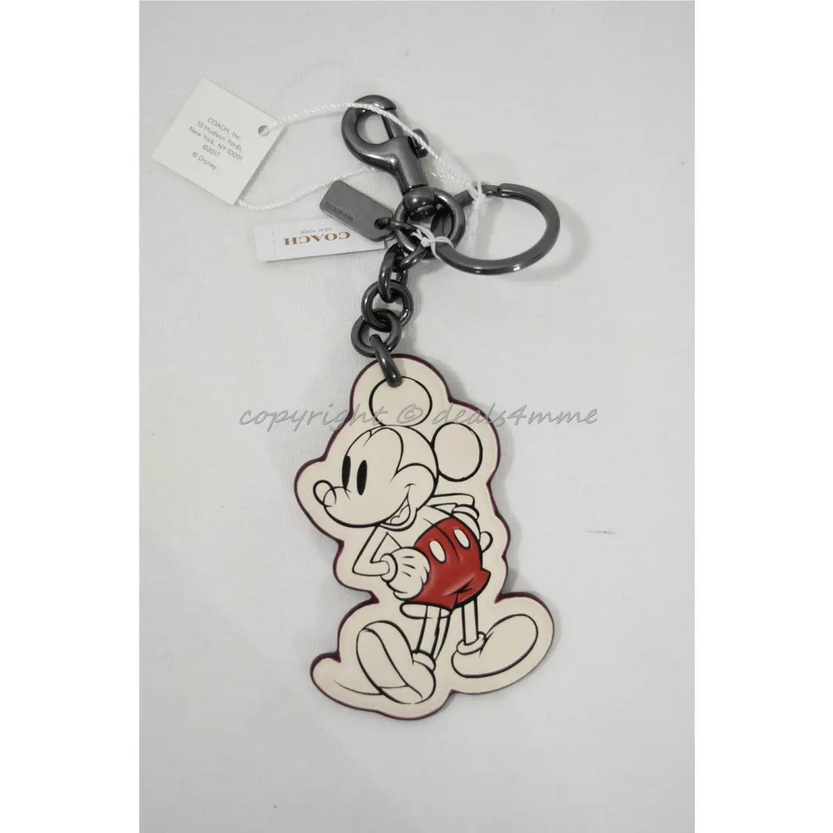 Coach F58994 Disney Mickey Mouse Classic Bag Charm/keyclip/ Keyring White/black