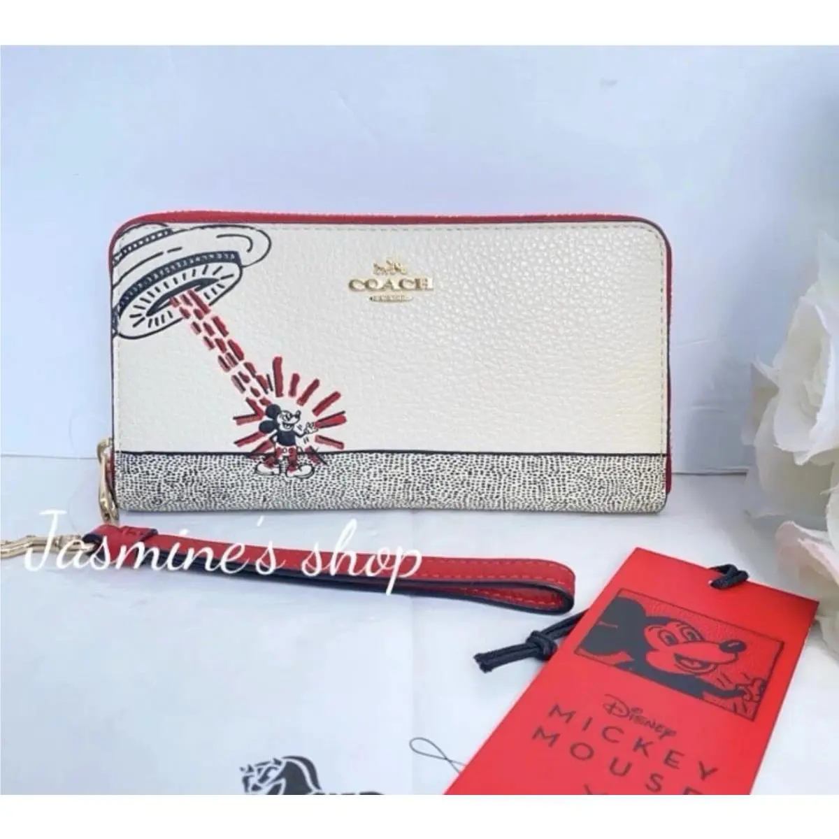 Wallet In Signature Canvas with Cherry / Heart /floral Print c7800/mickey/chalk multi by Coach