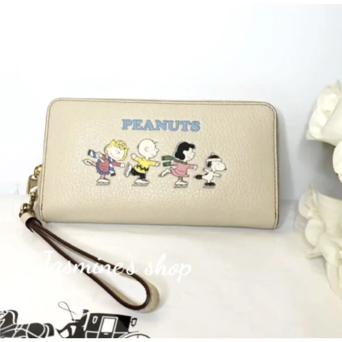 Wallet In Signature Canvas with Cherry / Heart /floral Print CF219/snoopy friends motif by Coach
