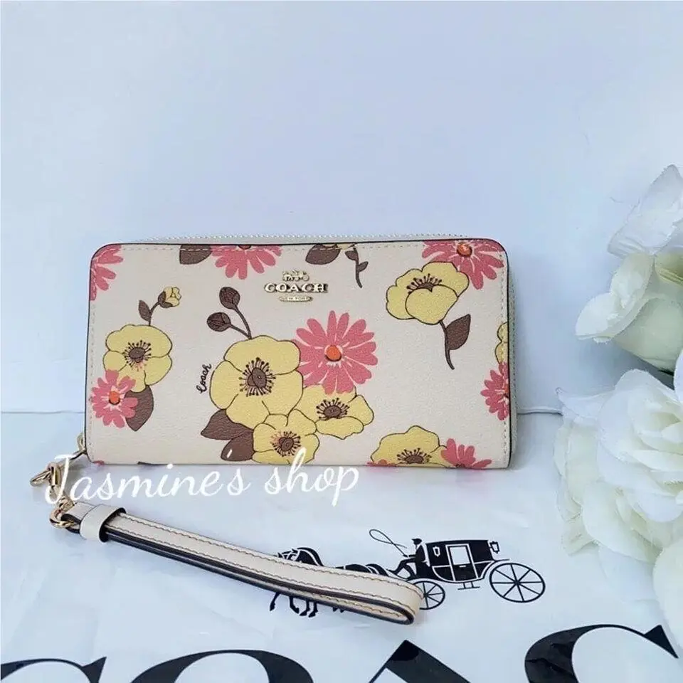 Wallet In Signature Canvas with Cherry / Heart /floral Print CI798/ floral cluster print by Coach