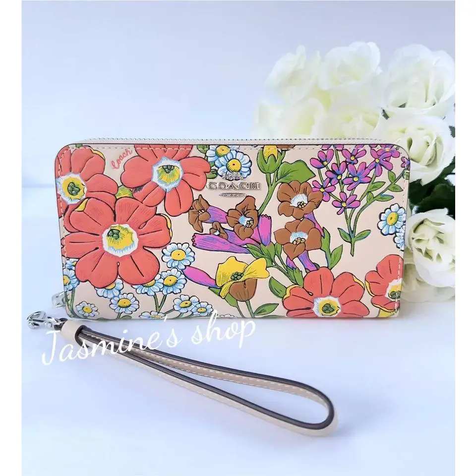 Wallet In Signature Canvas with Cherry / Heart /floral Print CR930/Floral Print/ivory multi by Coach