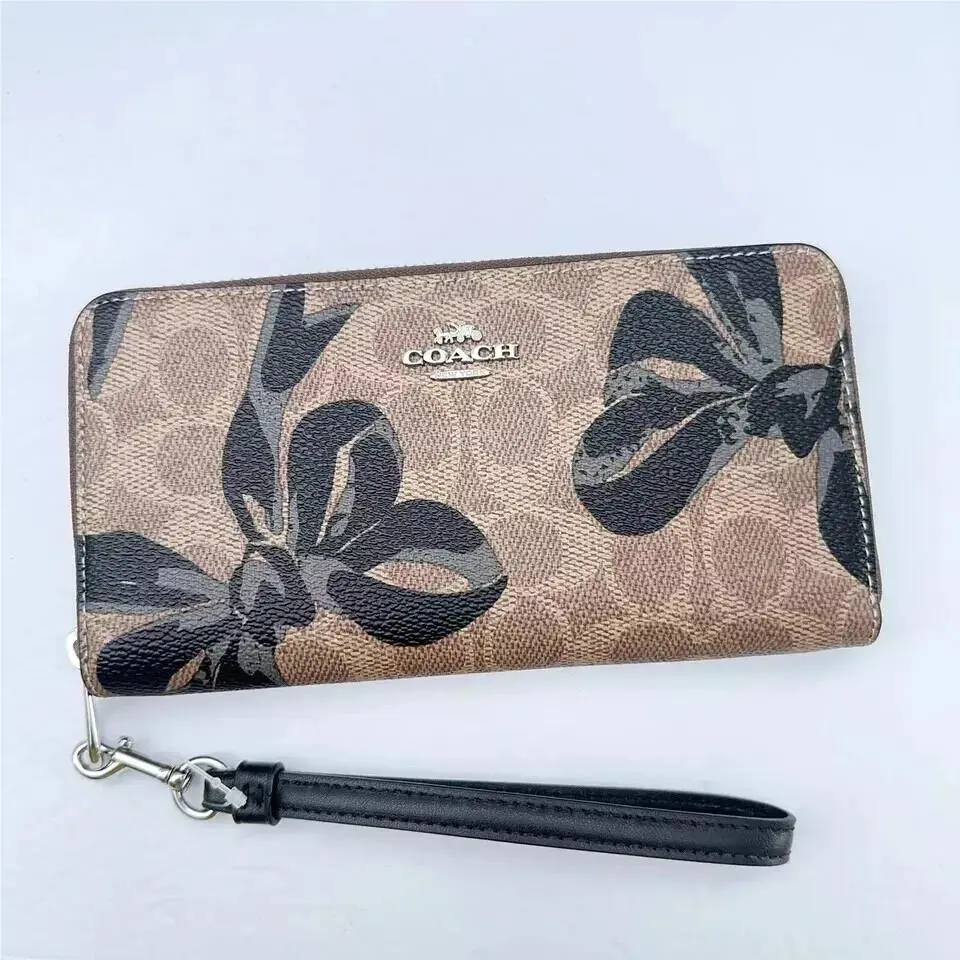Wallet In Signature Canvas with Cherry / Heart /floral Print CZ326/bow/black multi by Coach
