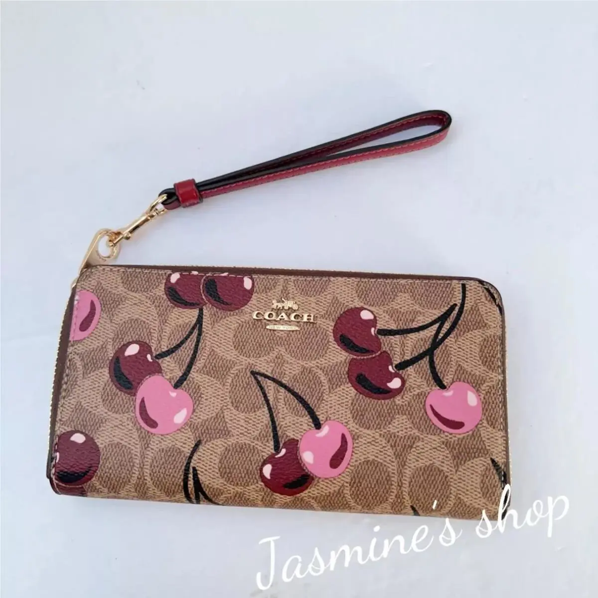 Wallet In Signature Canvas with Cherry / Heart /floral Print CZ328/cherry/tan multi by Coach