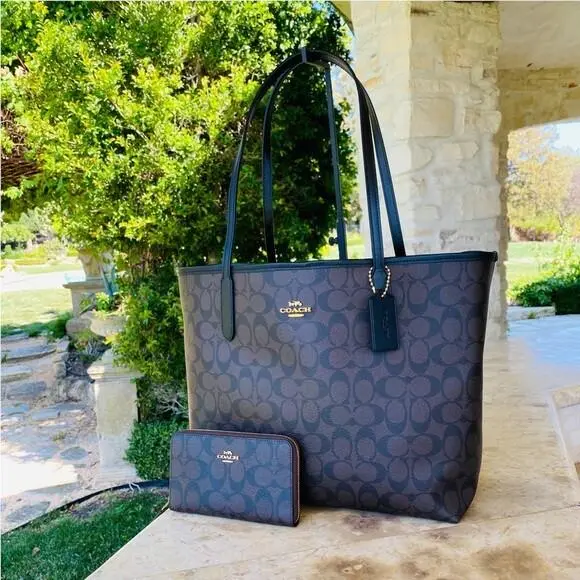 Coach Signature City Tote Handbag/wallet Options Brown/black