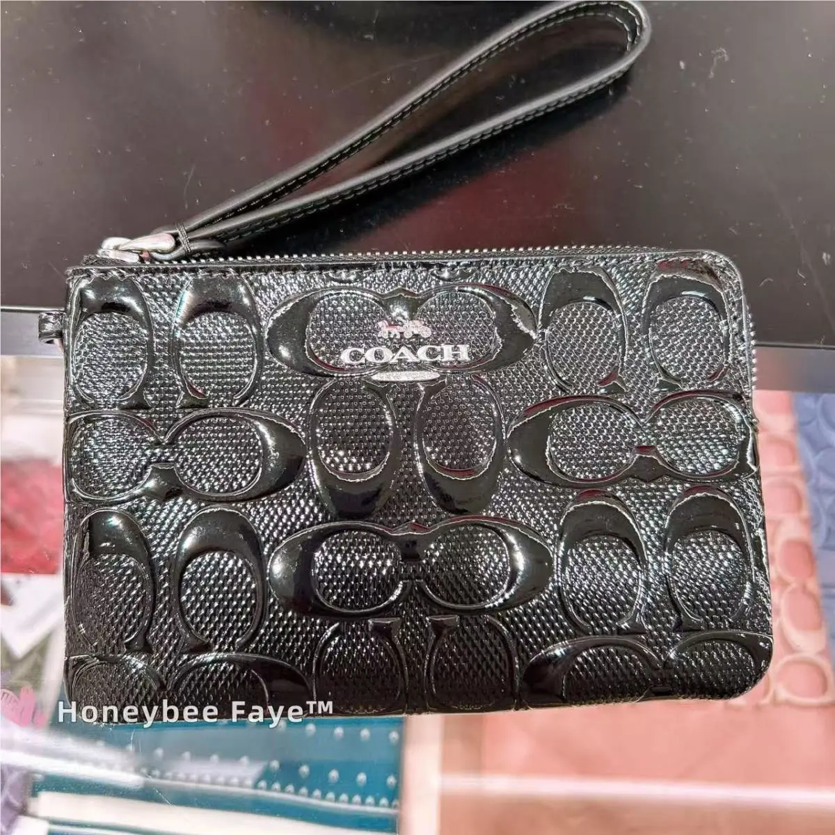 Corner Zip In Signature Leather CV418/CDF04 CDY96 Silver/Black by Coach